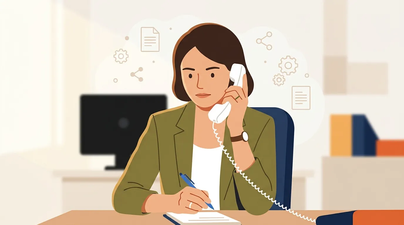 Femme au bureau parlant au téléphone en prenant des notes