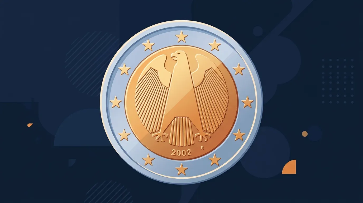 Pièce de 2 euros avec aigle allemand et étoiles