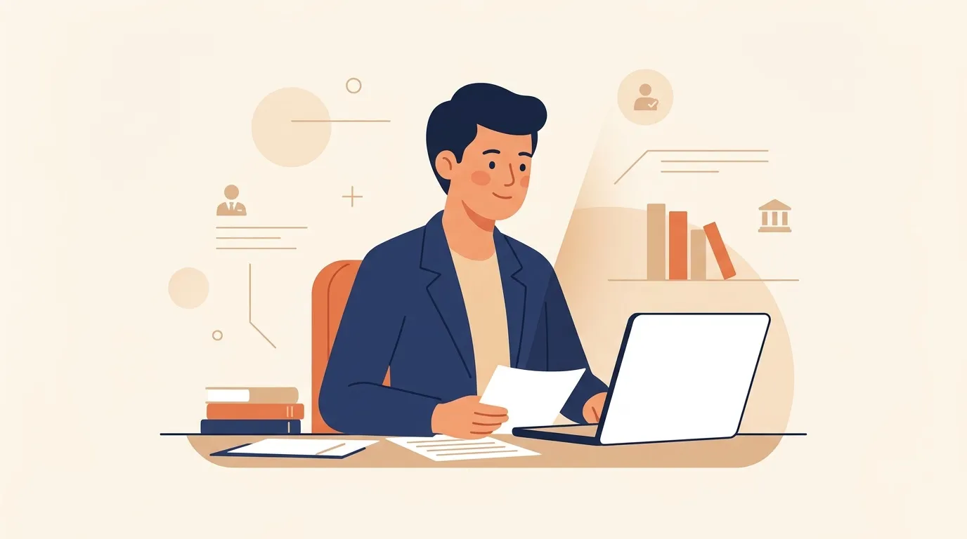 Homme en costume travaille sur ordinateur portable au bureau
