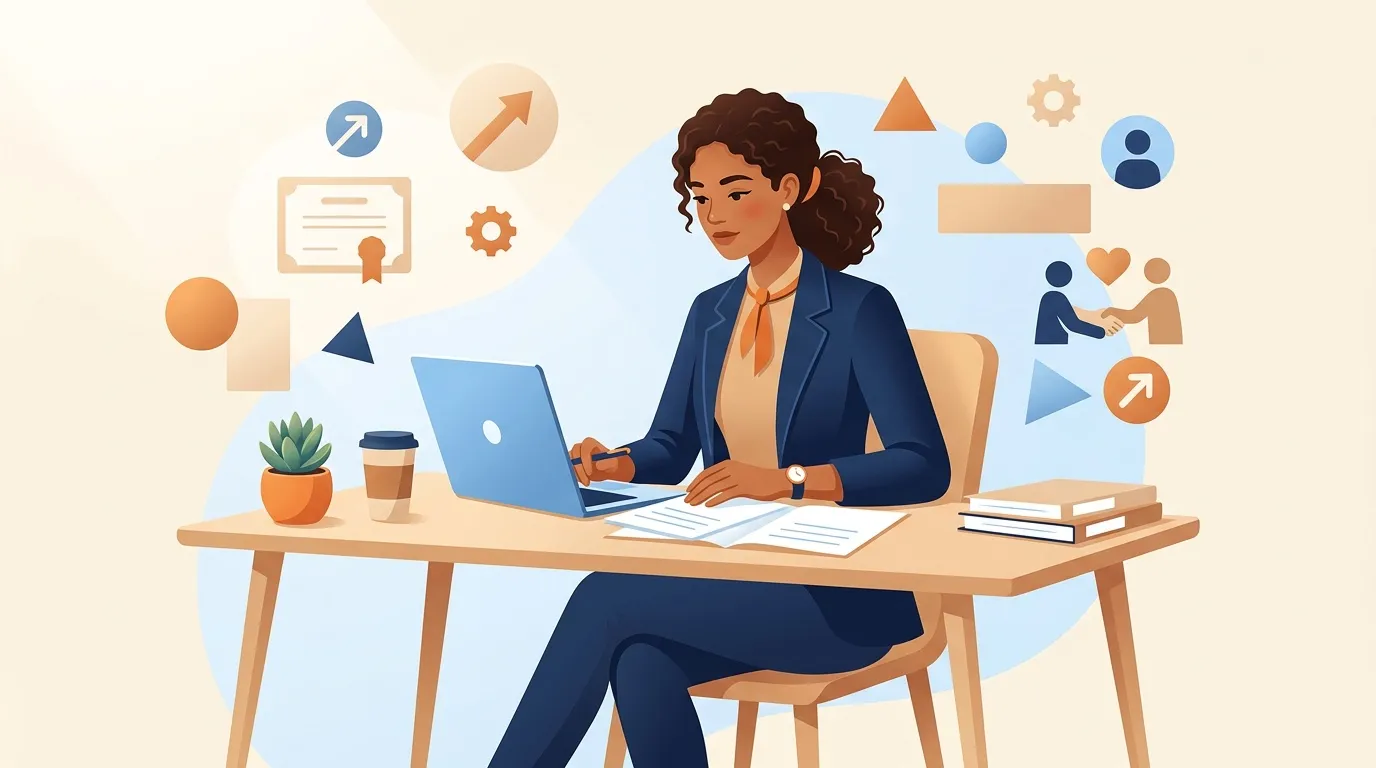 Femme d'affaires travaillant sur laptop au bureau