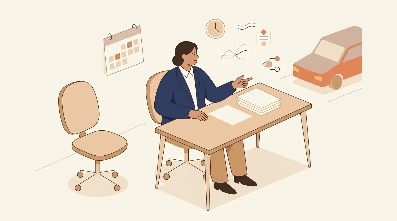 Femme travaillant &agrave; son bureau avec documents et calendrier