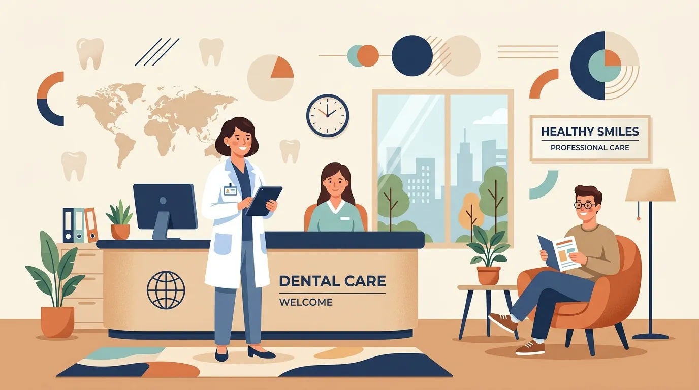 R&eacute;ception dentaire avec professionnels et patient en attente