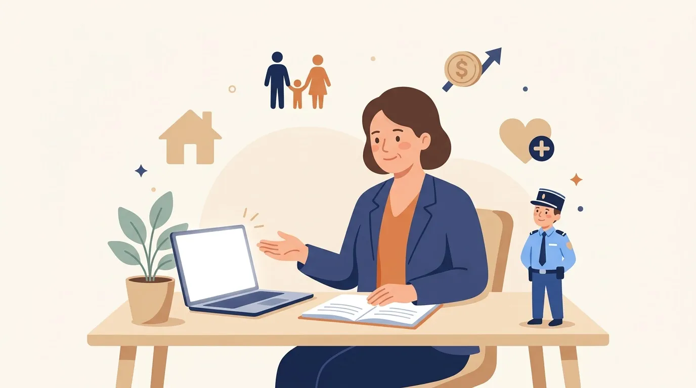 Femme professionnelle &agrave; son bureau pr&eacute;sentant des services assurance