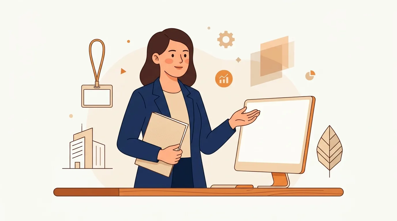 Femme d'affaires avec documents et ordinateur de bureau