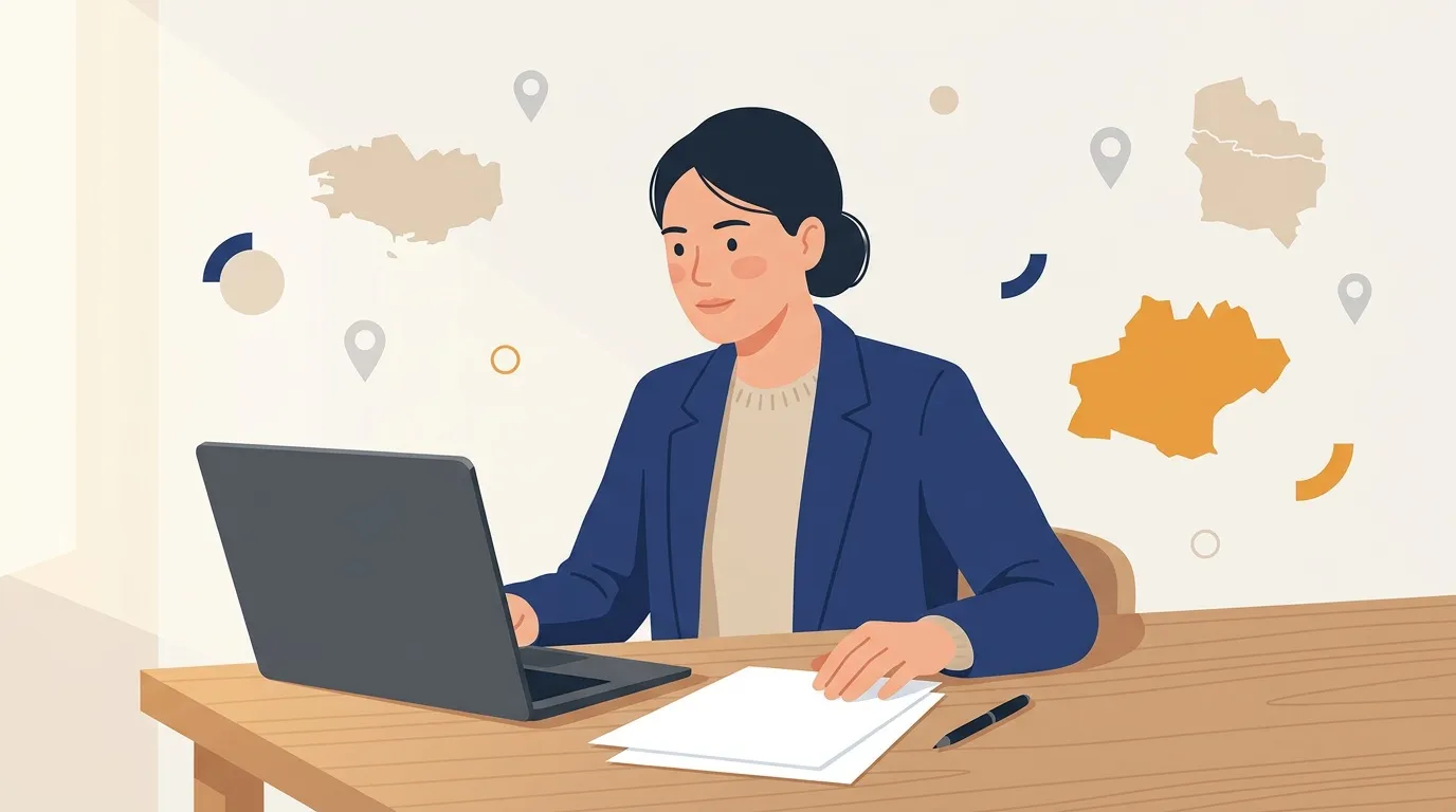 Femme d'affaires assise à son bureau avec un ordinateur portable