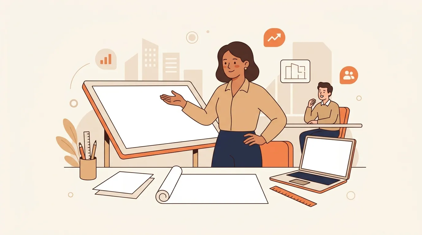 Femme présentant un projet à un collègue au bureau