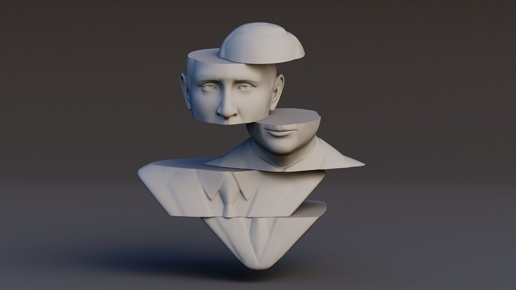 a sculpture of a man with a hat on his head