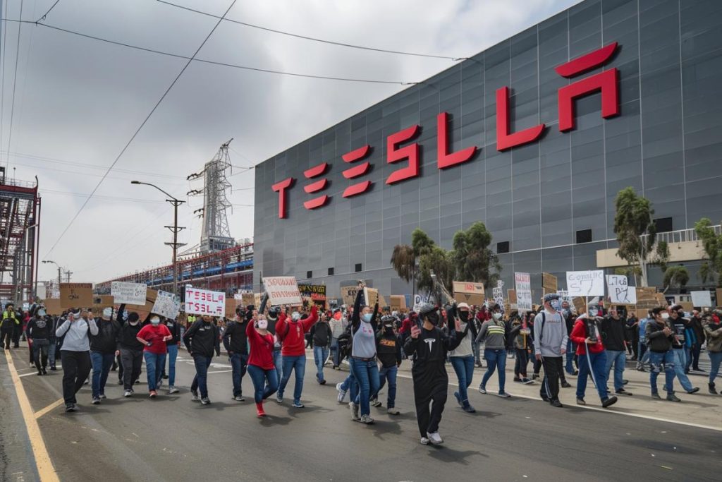 Manifestation contre l'expansion de l'usine Tesla : impacts et réactions locales.