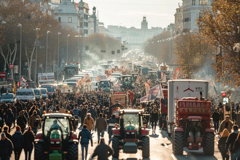 Espagne : les agriculteurs manifestent à nouveau dans le centre de Madrid